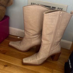 Jeffrey Campbell nude patent cowboy boots 8.5